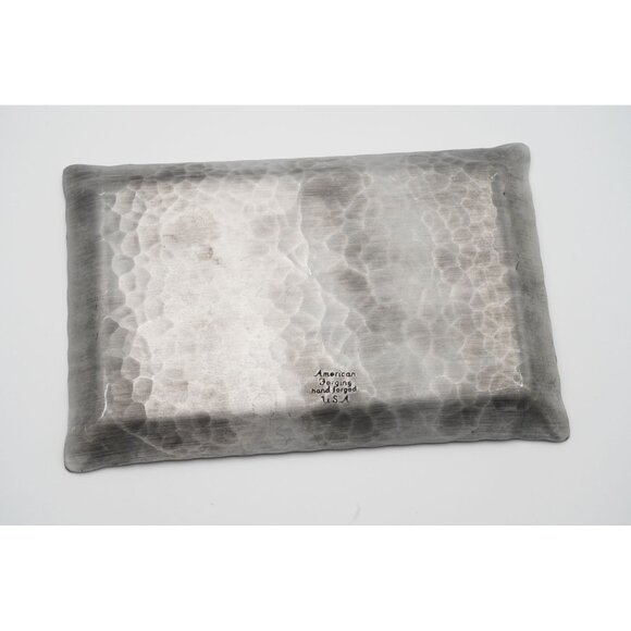 American Forging Hand Hammered Aluminum Hors D'oeuvre Appetizer Tray 6" x 9" - Picture 2 of 5